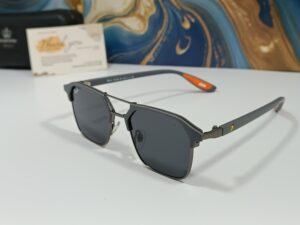 Modern Grey Square Sunglasses with Dual-Tone Temples