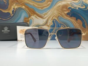 Guc_ci Men's Aviator Sunglasses - Gold Frame with Blue Lenses