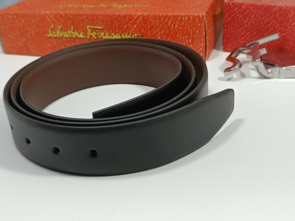 Reversible Leather Belt with Modern Buckle