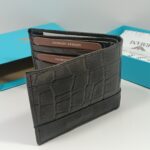 Black Croc-Embossed Leather Wallet