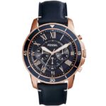 Fossil Men Leather Grant Sport Analog Blue Dial Watch